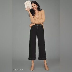 Anthropologie PILCRO The Skipper High-Rise Crop Wide-Leg Jeans Sz 31 Black